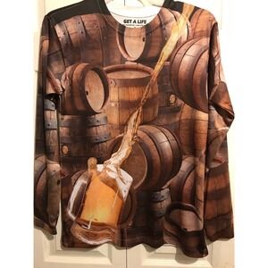GET A LIFE Beer shirt Keg Octoberfest Barrel Brewery size small s shirt Ale